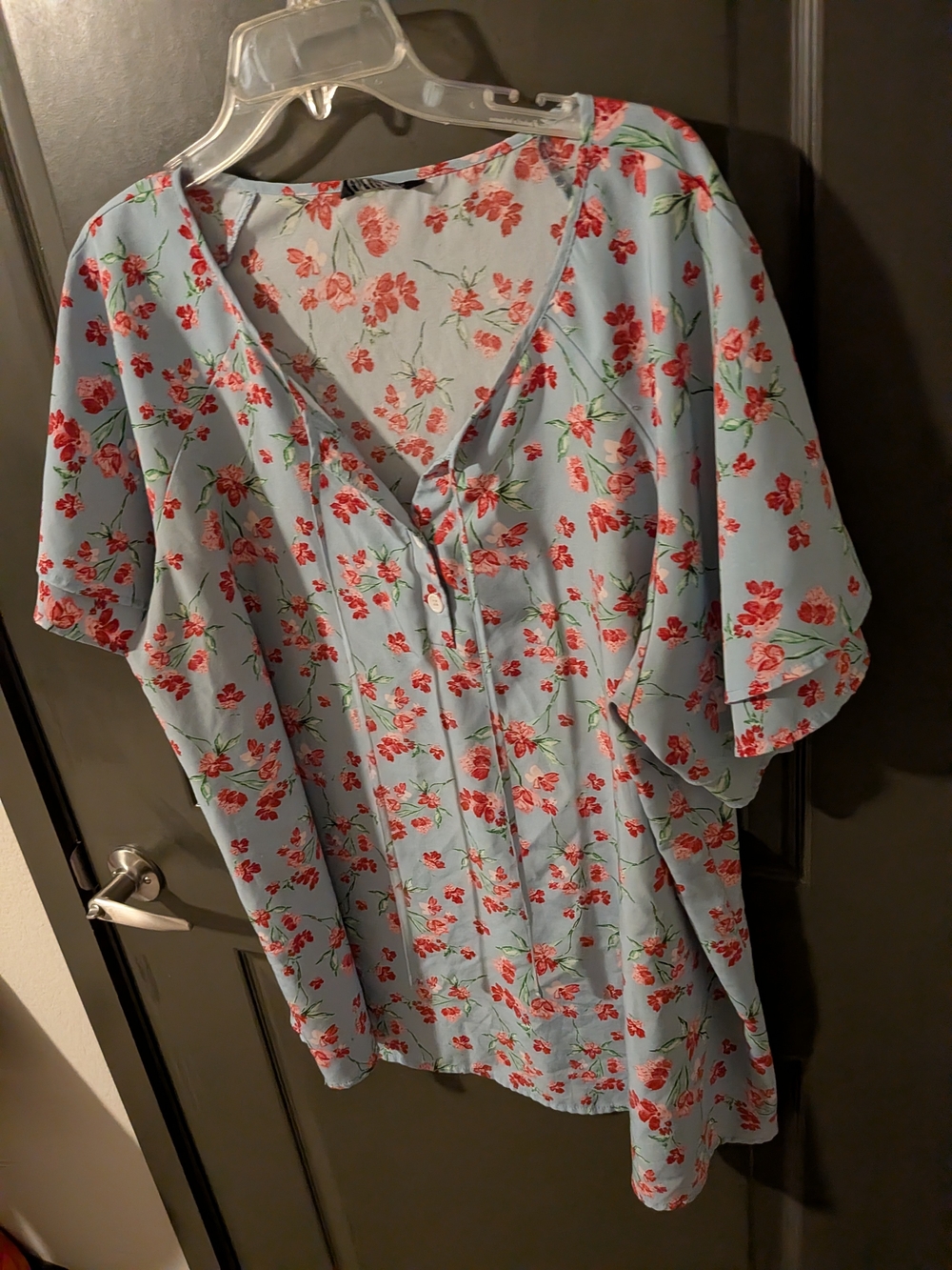 BloomChic Light Blue Floral Button-Front Top